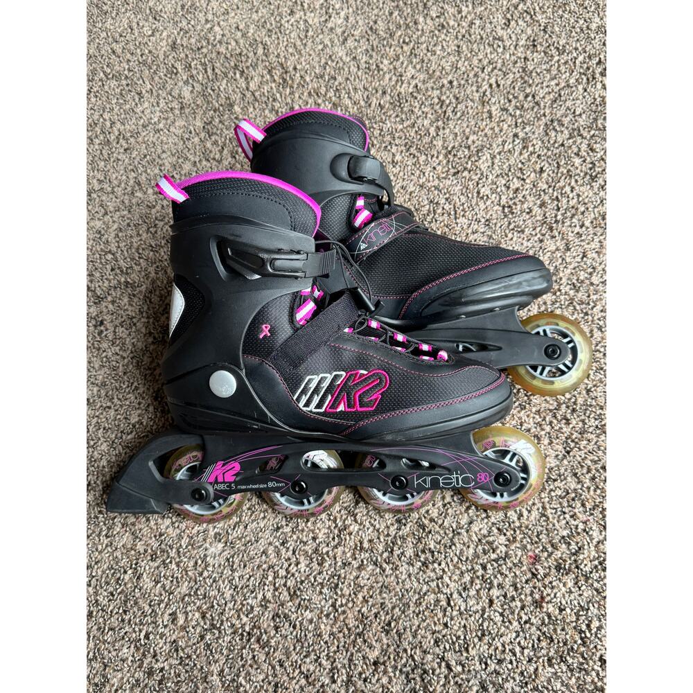 K2 Kinetic 80 Women’s Inline Skates Black Pink Size 11 Roller Blades